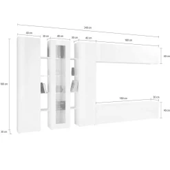 Parete attrezzata Dfilard, cm 320x30h180,<Dmora Outlet