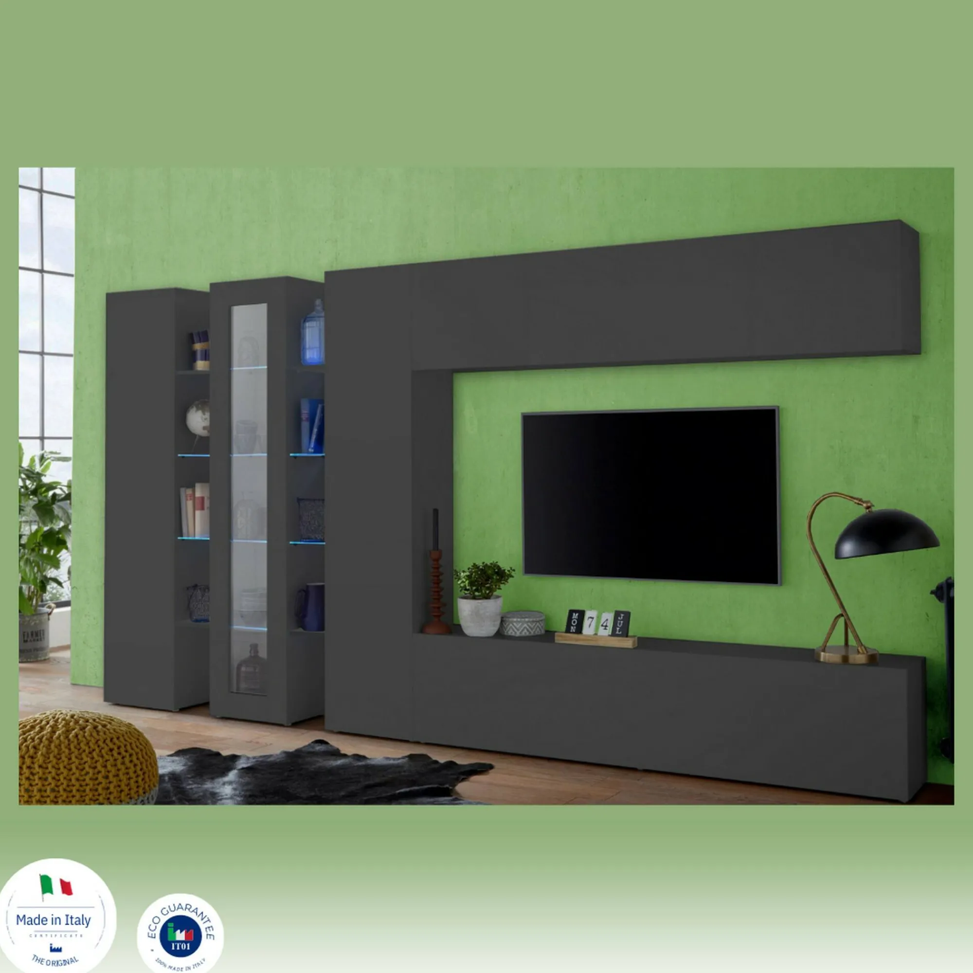 Parete attrezzata Dfilard, cm 320x30h180,<Dmora Outlet