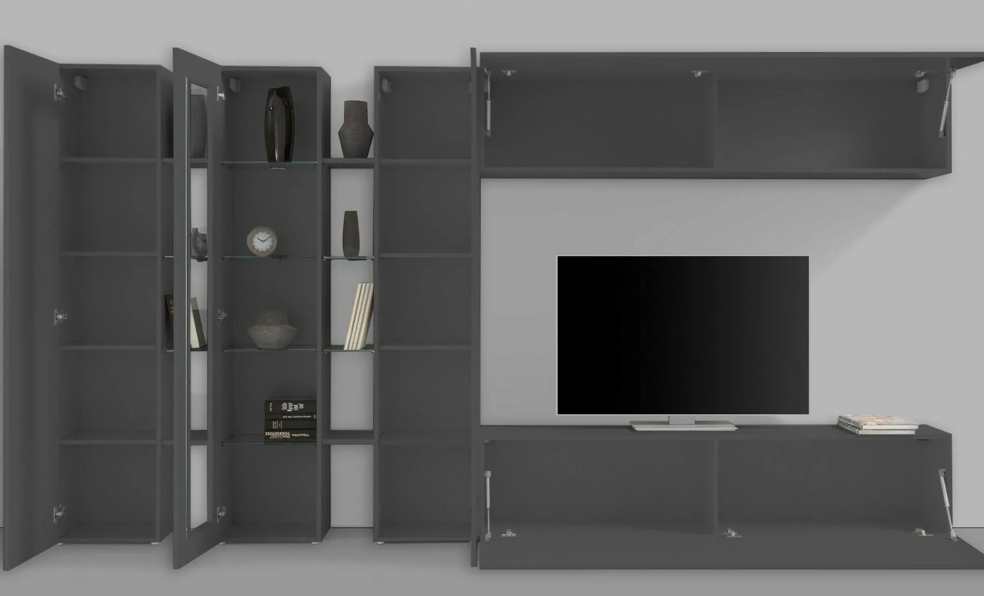 Parete attrezzata Dfilard, cm 320x30h180,<Dmora Outlet