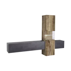 Parete attrezzata Dgrand, cm 265x40h181, Ardesia e Acero<Dmora Discount