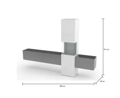 Parete attrezzata Dgrand, cm 265x40h181, Bianco lucido e Ardesia<Dmora Fashion