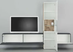 Parete attrezzata Dgrand, cm 265x40h181, Ardesia e Acero<Dmora Discount