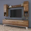 Parete attrezzata Dlabriol, 180x35h49 cm, Noce e Bianco<Dmora Sale