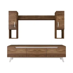Parete attrezzata Dlabriol, 180x35h49 cm, Noce e Bianco<Dmora Sale