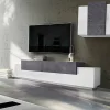 Parete attrezzata Dmar, cm 240x45h180, Bianco lucido e Ardesia<Dmora Best Sale