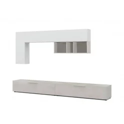 Parete attrezzata Dmontip, 260x42h32 cm, Cemento e Bianco<Dmora Best
