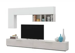 Parete attrezzata Dmontip, 260x42h32 cm, Cemento e Bianco<Dmora Best