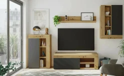 Parete attrezzata Dnosed, 260x41h102 cm, Rovere Nodi e Antracite<Dmora Hot