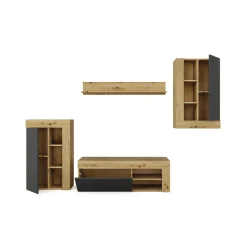Parete attrezzata Dnosed, 260x41h102 cm, Rovere Nodi e Antracite<Dmora Hot