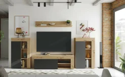 Parete attrezzata Dnosed, 260x41h102 cm, Rovere Nodi e Antracite<Dmora Hot