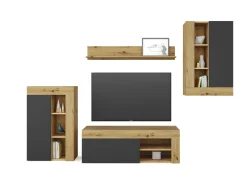 Parete attrezzata Dnosed, 260x41h102 cm, Rovere Nodi e Antracite<Dmora Hot