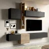 Parete attrezzata Douglas, 262x30 h220 cm, Antracite e Rovere<Dmora Hot