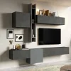 Parete attrezzata Douglas, 262x30 h220 cm, Ardesia e Grigio scuro<Dmora Cheap