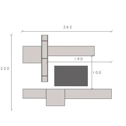 Parete attrezzata Douglas, 262x30 h220 cm, Antracite e Rovere<Dmora Hot