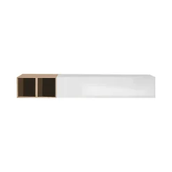Parete attrezzata Dsimmon, 194x30 h29 cm, Bianco lucido e Rovere<Dmora Fashion