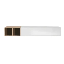 Parete attrezzata Dsimmon, 194x30 h29 cm, Bianco lucido e Rovere<Dmora Fashion