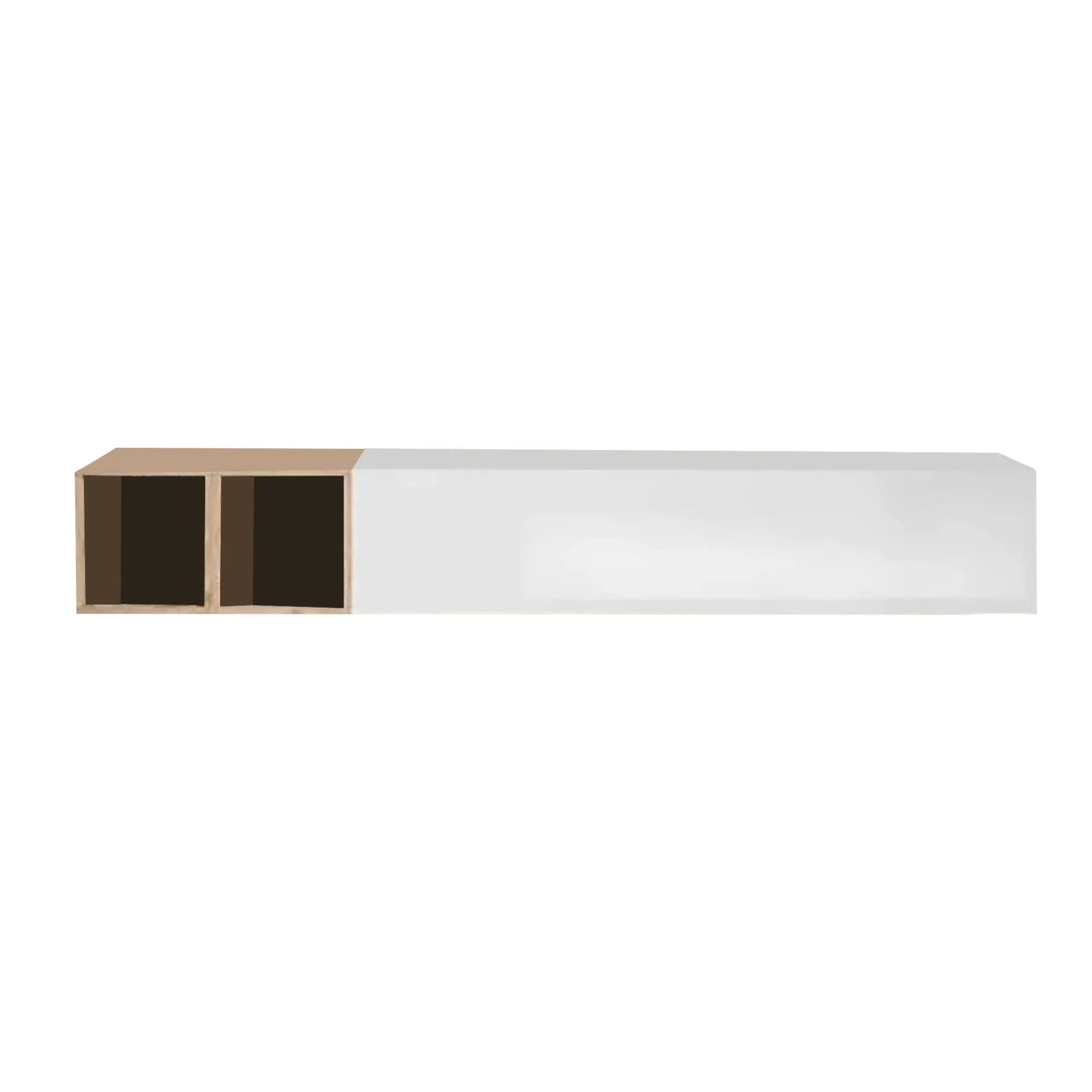 Parete attrezzata Dsimmon, 194x30 h29 cm, Bianco lucido e Rovere<Dmora Fashion