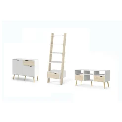 Parete attrezzata Dstorar, 166x207 h84 cm, Bianco e Quercia<Dmora Best