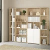 Parete attrezzata Dtomeazz, 34x241 h205 cm, Rovere e Bianco<Dmora Clearance