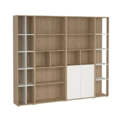 Parete attrezzata Dtomeazz, 34x241 h205 cm, Rovere e Bianco<Dmora Clearance