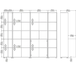 Parete attrezzata Dtomeazz, 34x241 h205 cm, Rovere e Bianco<Dmora Clearance