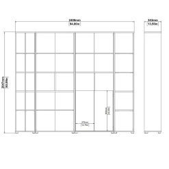Parete attrezzata Dtomeazz, 34x241 h205 cm, Rovere e Bianco<Dmora Clearance