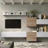 Parete attrezzata Dwal, 262x30 h185 cm, Bianco lucido e Rovere<Dmora Online