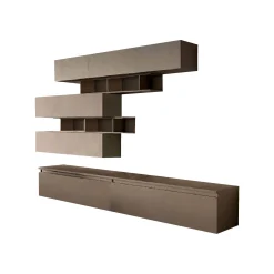 Parete attrezzata Dwalukiewic, 276x40 h190 cm, Bronzo e Grigio<Dmora Fashion
