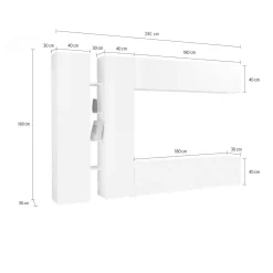 Parete attrezzata Enstatite, cm 280x30x180,<Dmora Outlet