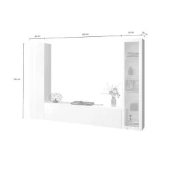 Parete attrezzata Felicina, cm 260x30h180,<Dmora Best Sale