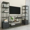 Parete attrezzata Felion, 198x39h160 cm, Nero e Antracite<Dmora Fashion