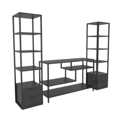 Parete attrezzata Felion, 198x39h160 cm, Nero e Antracite<Dmora Fashion