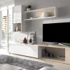 Parete attrezzata Fortuna, 230x41h180 cm, Bianco e Rovere<Dmora Clearance