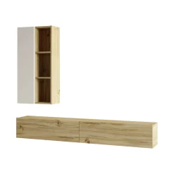 Parete attrezzata Francois, 175x27 h25 cm, Quercia e Bianco<Dmora Store