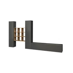 Parete attrezzata Genoveffa, cm 270x30h180, Antracite e Acero<Dmora Discount