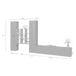 Parete attrezzata Genoveffa, cm 270x30h180, Antracite e Acero<Dmora Discount
