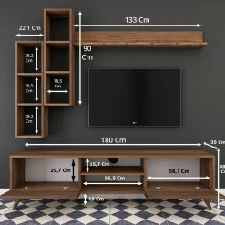 Parete attrezzata Gunding, 180x35 h49 cm,<Dmora Sale