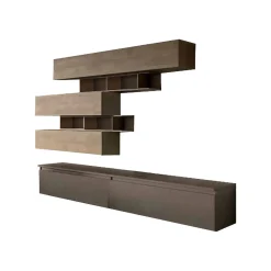 Parete attrezzata Hilaire, 276x40 h190 cm, Bronzo e Noce<Dmora Store