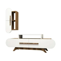 Parete attrezzata Ifigenia, 145x37h50 cm, Noce e Bianco<Dmora Online