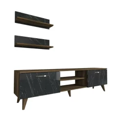 Parete attrezzata Ipsicratea, 150x30 h41 cm, Noce e Grigio<Dmora Best