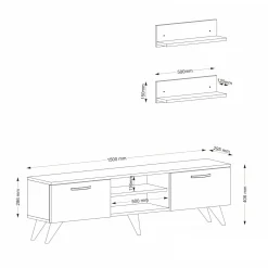 Parete attrezzata Ipsicratea, 150x30 h41 cm, Noce e Grigio<Dmora Best