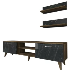 Parete attrezzata Ipsicratea, 150x30 h41 cm, Noce e Grigio<Dmora Best