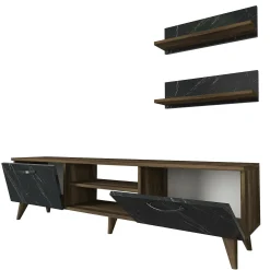 Parete attrezzata Ipsicratea, 150x30 h41 cm, Noce e Grigio<Dmora Best