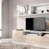 Parete attrezzata Jelawat, 180x35 h44 cm, Bianco e Rovere<Dmora New
