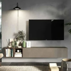 Parete attrezzata Koguma, 194x30 h29 cm, Noce e Grigio<Dmora Clearance