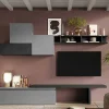 Parete attrezzata Larix, 262x40 h189 cm, Ardesia e Grigio scuro<Dmora Clearance