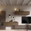 Parete attrezzata Lingling, 340x30 h169 cm, Bronzo e Noce<Dmora Store