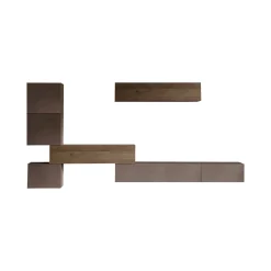 Parete attrezzata Lingling, 340x30 h169 cm, Bronzo e Noce<Dmora Store