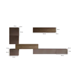 Parete attrezzata Lingling, 340x30 h169 cm, Bronzo e Noce<Dmora Store