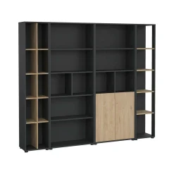 Parete attrezzata Litvjak, 34x241 h205 cm, Rovere e Grigio<Dmora New